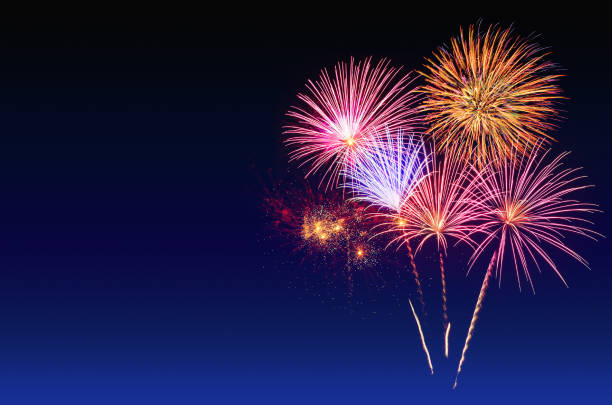 istock Colorful fireworks celebration and the twilight sky background. 1086311550