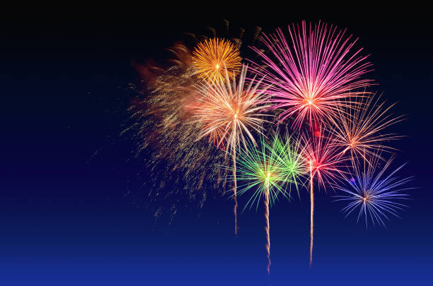 istock Colorful fireworks celebration and the twilight sky background. 1086311560
