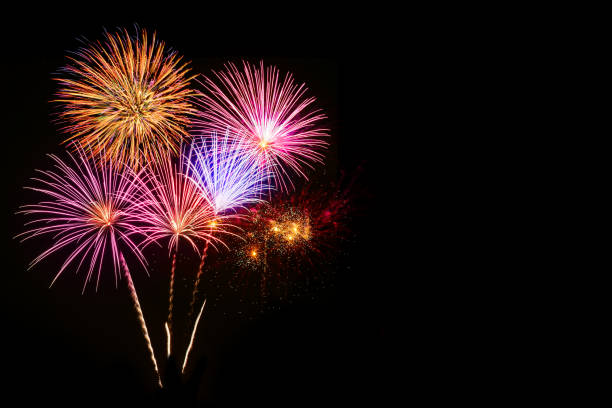 istock Colorful fireworks celebration and the night sky background. 1086311572