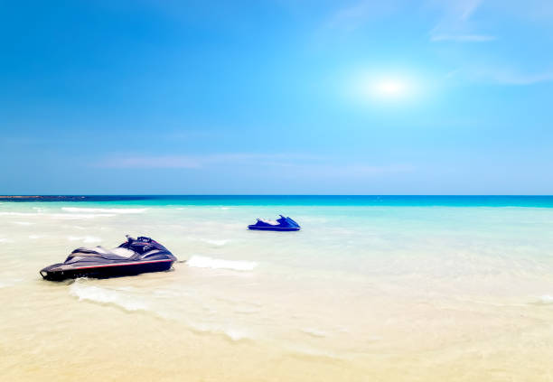 istock Sunlight sunset tropical sea scooter jet ski 1086318436