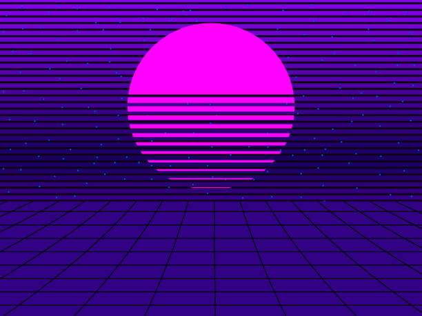 istock Neon sunset in the style of 80s. Synthwave retro futuristic background. Retrowave. Vector illustration 1086326036