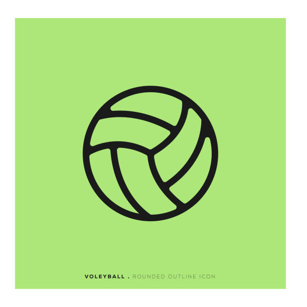 ilustrações de stock, clip art, desenhos animados e ícones de volleyball rounded line icon - beach volleying ball playing