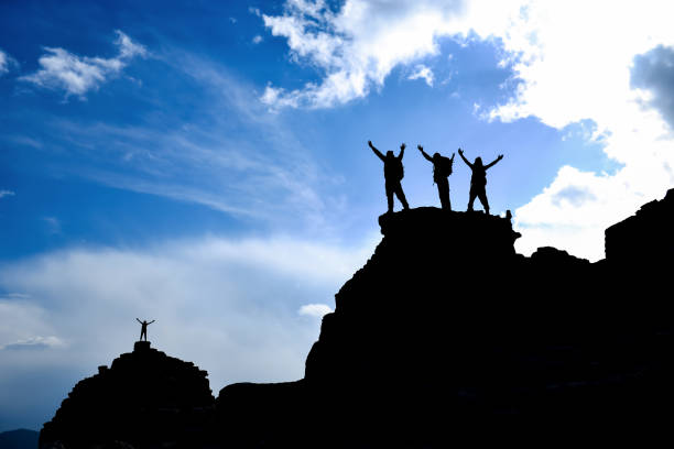 istock Peak success and joy in high mountains 1086330472