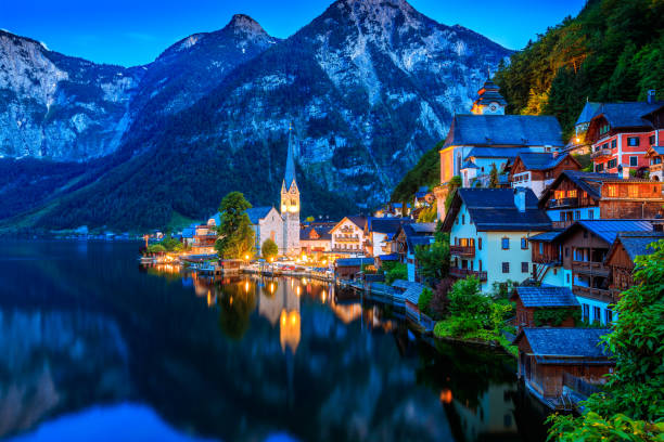 istock Hallstatt Sunset and Fairytale Lake 1086333860