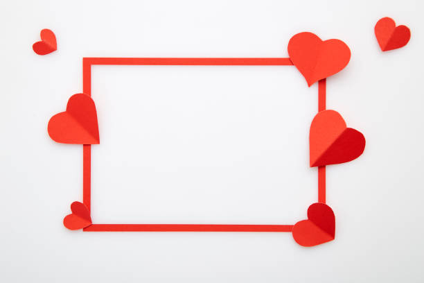 istock Red heart paper love of red frame on white background 1086337130