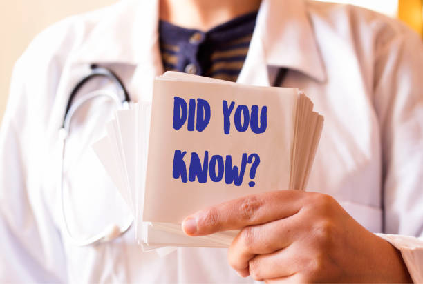 Doctor holding a card with text did you know Doctor holding a card with text did you know patient blood management stock pictures, royalty-free photos & images