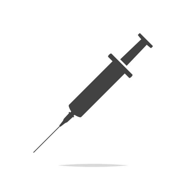 ilustraciones, imágenes clip art, dibujos animados e iconos de stock de vector icono de jeringa aislado - syringe