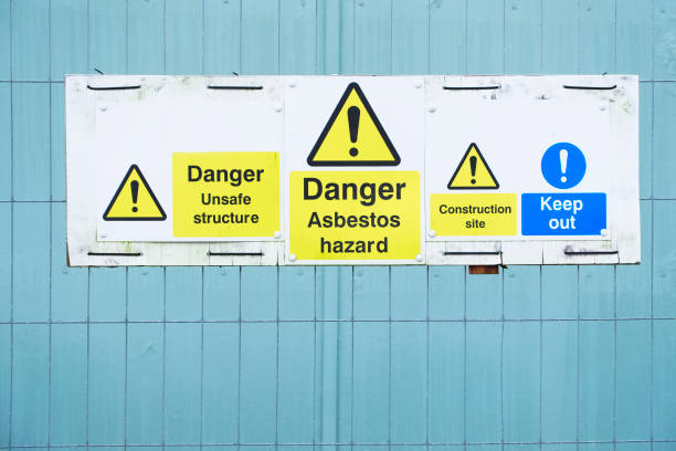 istock Asbestos hazard danger sign at construction site keep out 1086350178