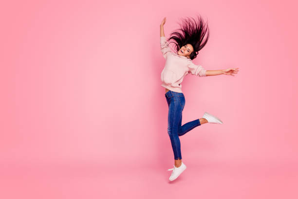 istock Full length body size profile side view of nice foolish dreamy l 1086350310