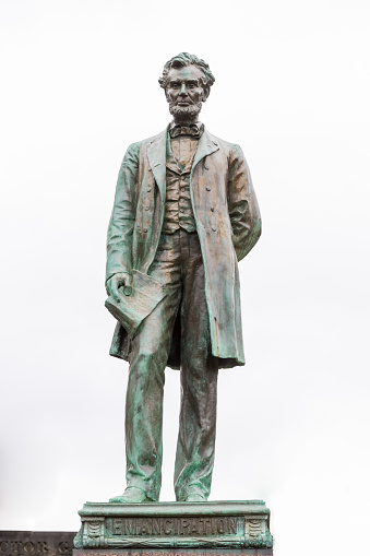 Bronze Abraham Lincoln statue on an old cemetery on Calton Hill in Edinburgh, Scotland