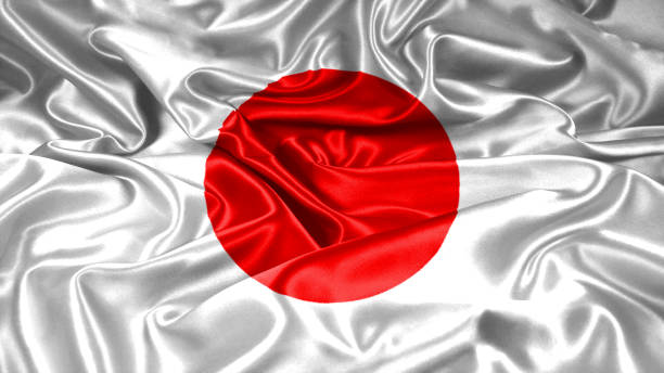 istock Japan japanese flag emblem seal on silk and satin 1086352462