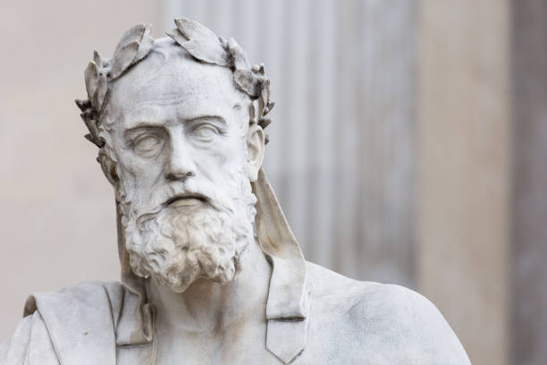Portrait of the statue of greek philosopher Xenophon Portrait of the stone statue of greek philosopher Xenophon in front of the austrian parliament in Vienna philosopher stock pictures, royalty-free photos & images