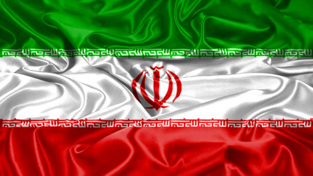 istock Iran Iranian flag on silk and satin texture 1086352996
