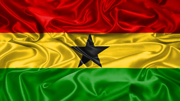 bandera de ghana en seda y textura satinada con máscara - ghan pass fotografías e imágenes de stock