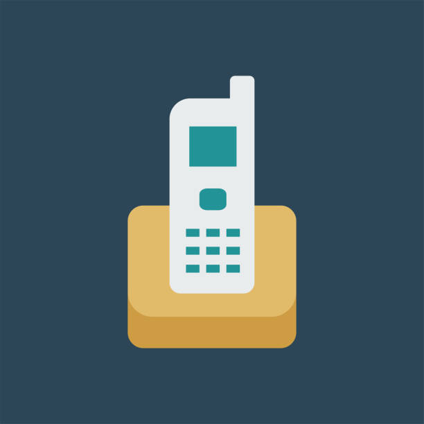 Silhouette icon office phone Silhouette icon office phone cordless phone stock illustrations