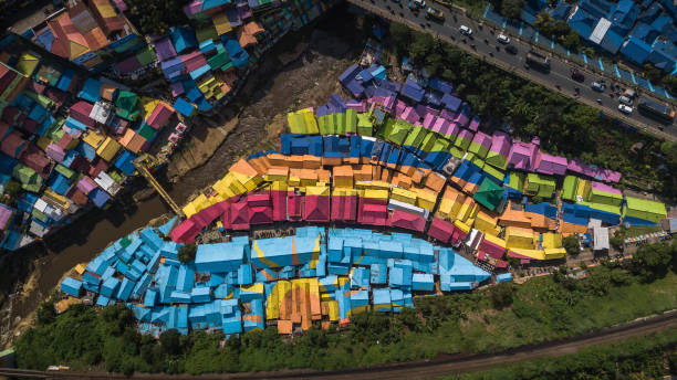 캄 풍 색상 warni, 말 랑, 동부 자바, 인도네시아 - malang 뉴스 사진 이미지