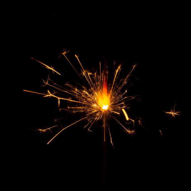 istock Christmas sparkler isolated on black background. Bengal fire 1086360892