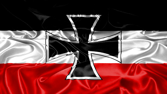 German Germany Former Weimar Confedaration state flag on silk and satin texture with mask and displace technique