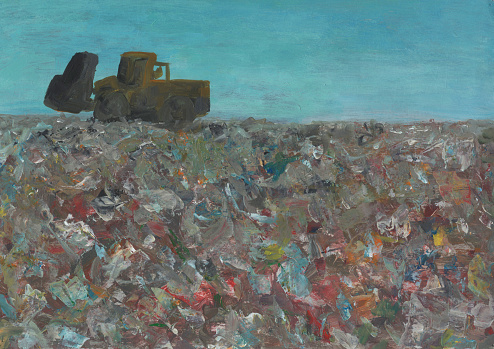 Abstract Garbage City Garbage Dump Abstract Painting Stock Illustration - Download Image ...