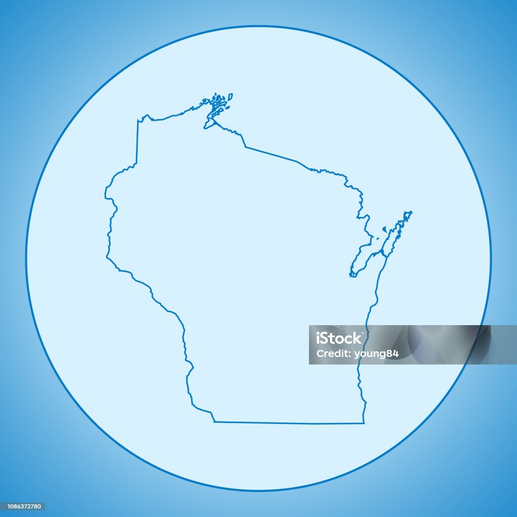 Wisconsin Map Blue Wisconsin Map Stock Illustration - Download Image Now - Illustration ...