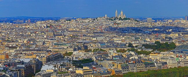 Sacre Coeur and Montmartre panorama from above – Paris aerial view, France