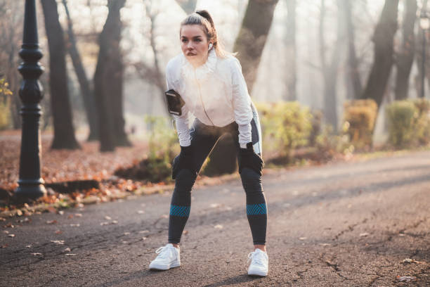istock Sportswoman taking a breath 1086374440