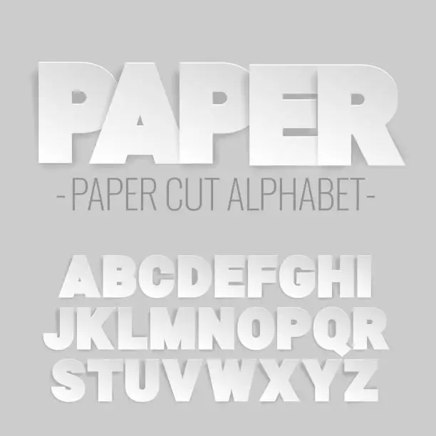 Vector illustration of alphabet letters cut out of paper.