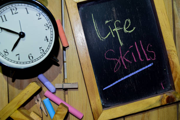 istock Life Skills on phrase colorful handwritten on chalkboard 1086376462