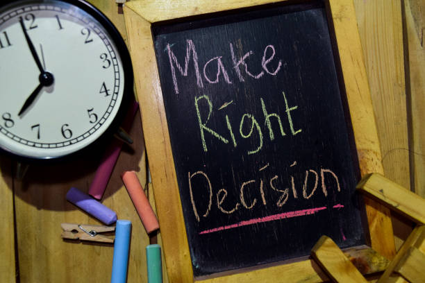 istock Make Right Decision on phrase colorful handwritten on chalkboard 1086376564