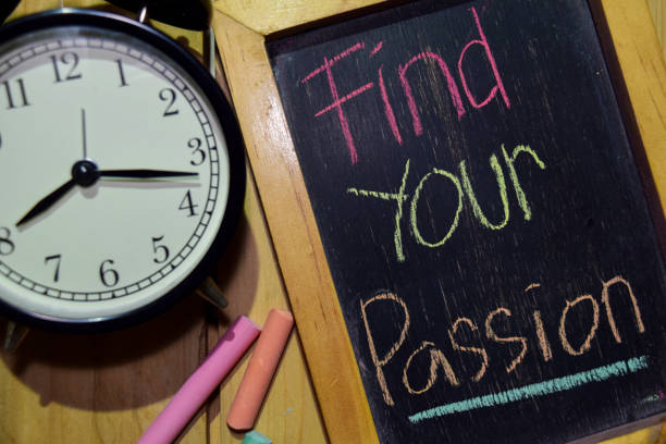 istock Find Your Passion on phrase colorful handwritten on chalkboard 1086376624