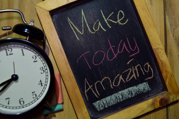 Make Today Amazing on phrase colorful handwritten on chalkboard