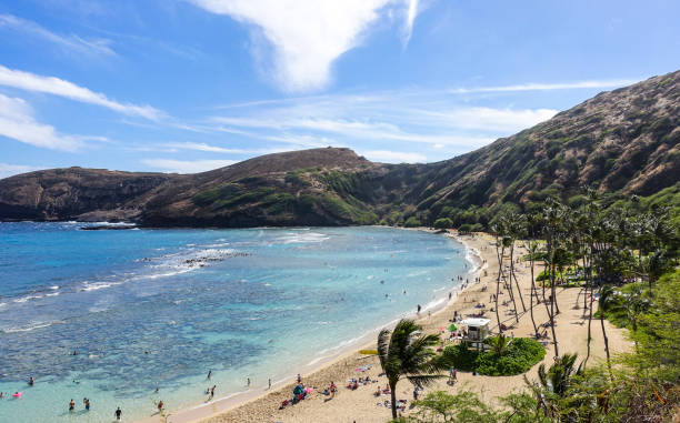 bahía de hanauma, o ' ahu, hawaii - hanauma bay hawaii islands oahu bay fotografías e imágenes de stock