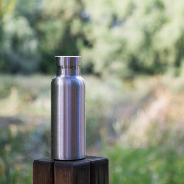 istock Insulated Stainless Steel Bottle in the forest 1086381440