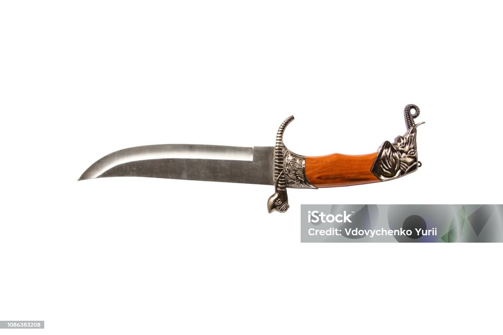 Curved Ritual Dagger Curved Ceremonial Dagger Knife With A Decorative Sheath Isolated On A ...