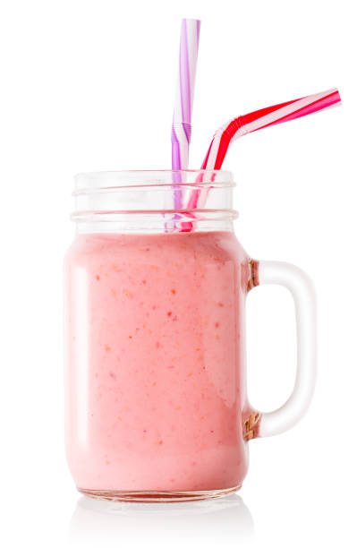 istock Berry smoothie or yogurt in mason jar with straws 1086387608
