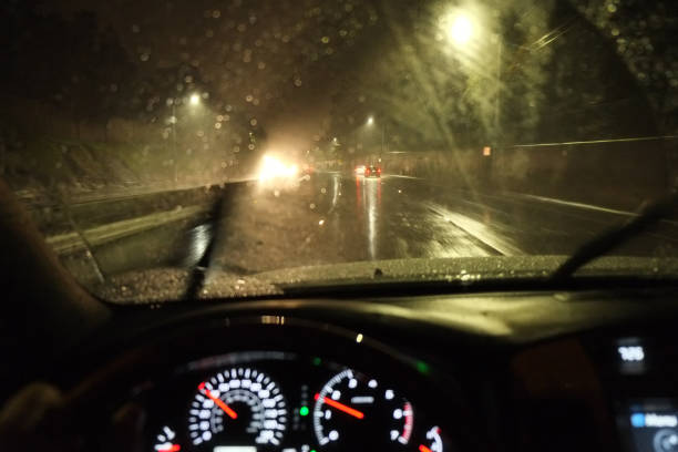 istock Freeway Drive in the rain at night 1086393584