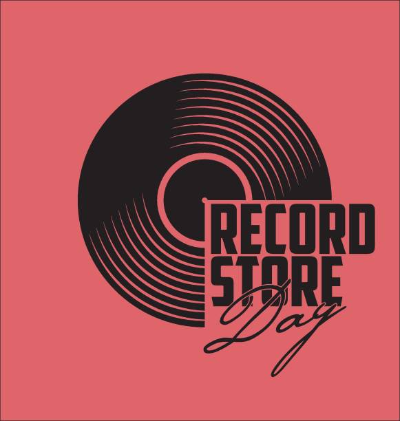 ilustrações de stock, clip art, desenhos animados e ícones de black vinyl record disc flat concept vector illustration - music club