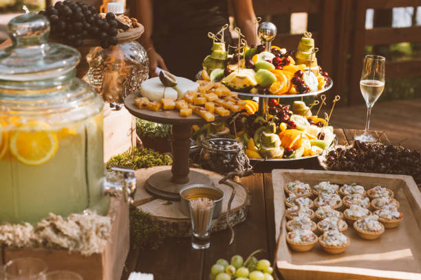 istock Luxury, elegant wedding reception table arrangement, food and drink 1086403270