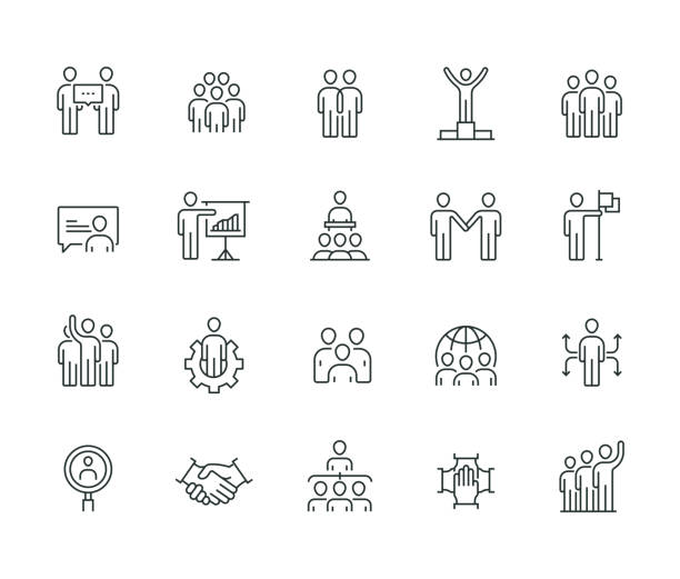 business people thin line serie - ethnicity stock-grafiken, -clipart, -cartoons und -symbole