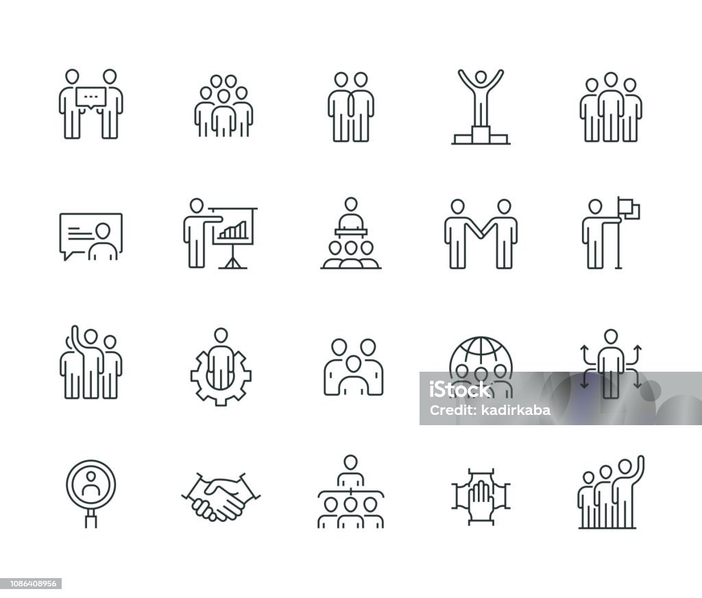 Business People Thin Line Series Icon Symbol stock vector