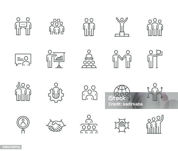 Business People Thin Line Series Stock Illustration - Download Image Now - Icon Symbol, People, Teamwork