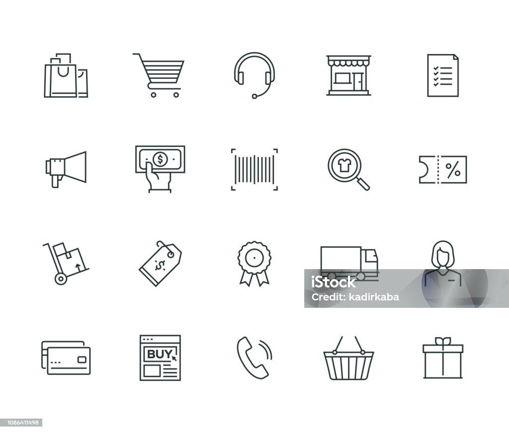 E-Commerce Thin Line Series Icon Symbol stock vector