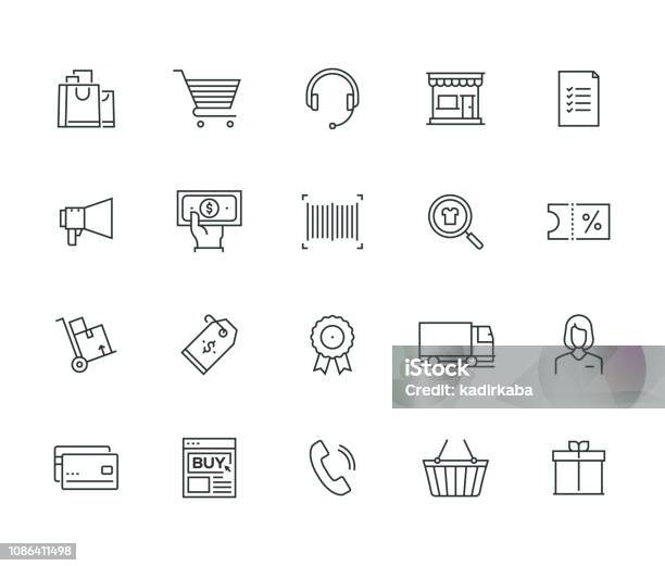 Ecommerce Thin Line Series Stock Illustration - Download Image Now - Icon Symbol, Store, Retail