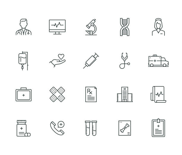 Medical Thin Line Series Medical Thin Line Series patient icons stock illustrations