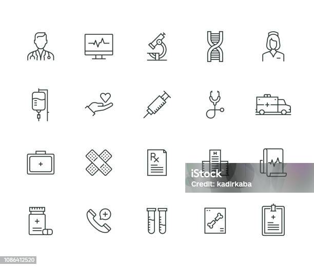 Medical Thin Line Series Stock Illustration - Download Image Now - Icon Symbol, Healthcare And Medicine, Doctor