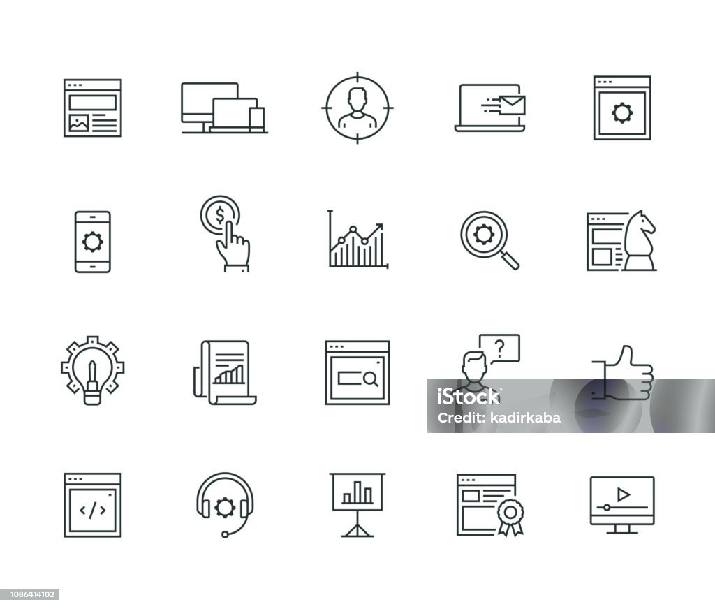 Seo And Development Thin Line Series Icon Symbol stock vector