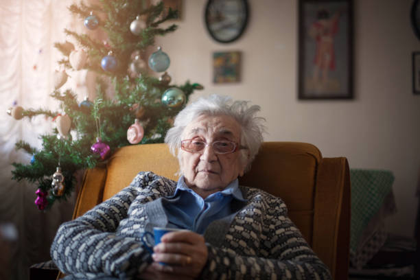 istock Grandmother alone at Christmas. 1086419432