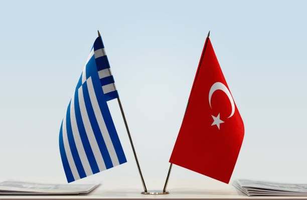 istock Flags of Greece and Turkey 1086421184