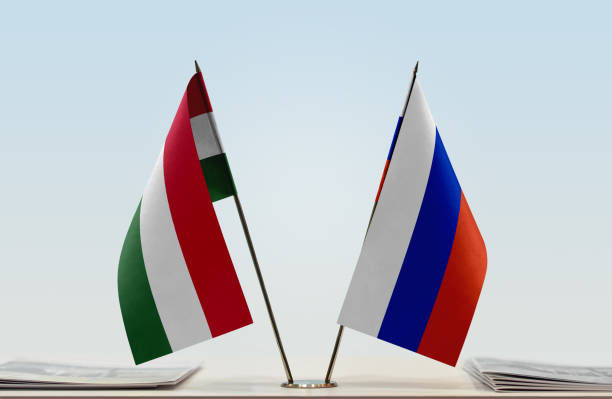 istock Flags of Hungary and Russia 1086422450