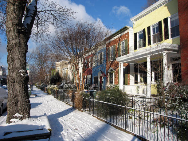 Snowy Southeast Street stock photo